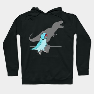 T-rex shadow - blue indian ringneck Hoodie